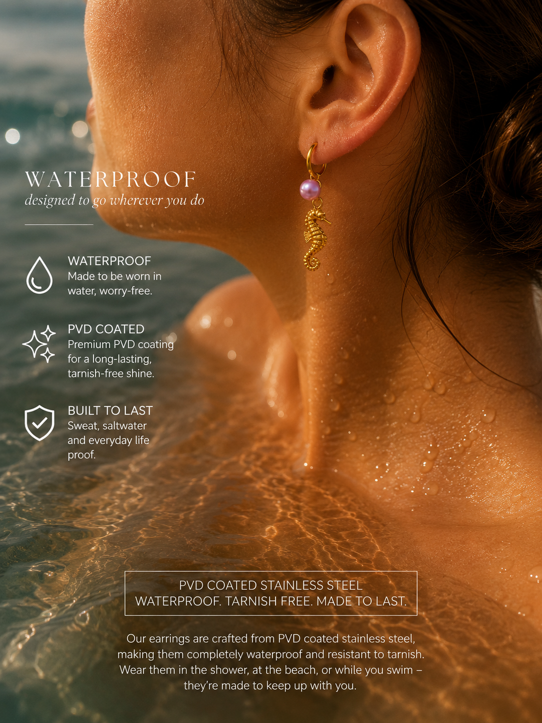 Rosewater seahorse earrings