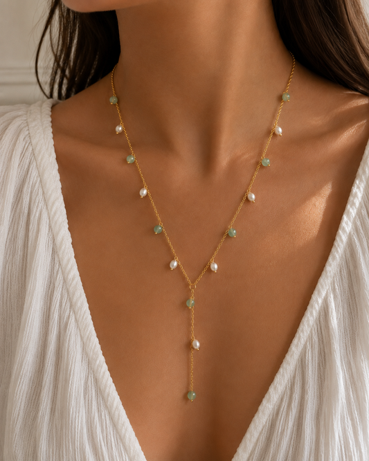 Sage lumière lariat necklace