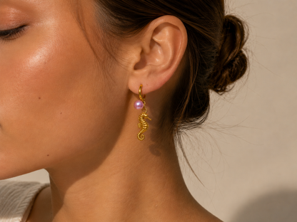 Rosewater seahorse earrings