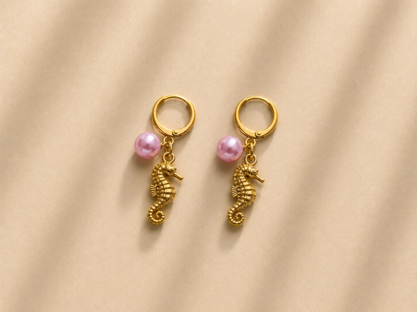 Rosewater seahorse earrings