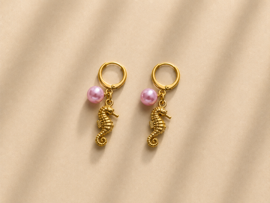 Rosewater seahorse earrings