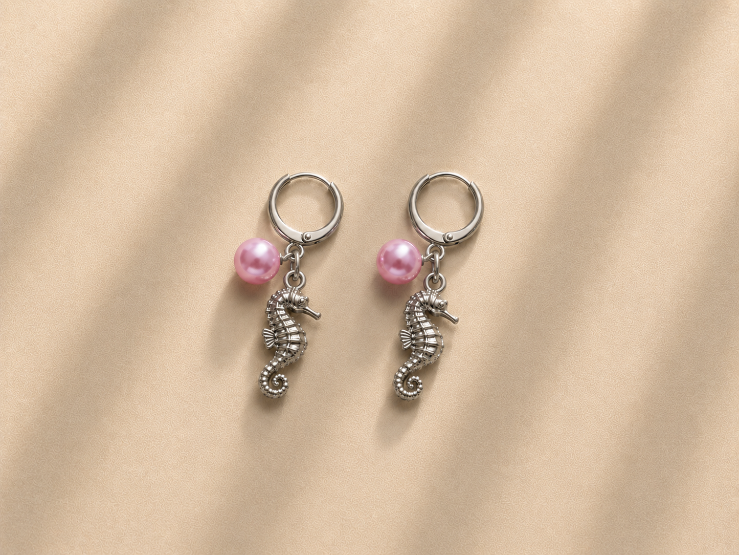 Rosewater seahorse earrings