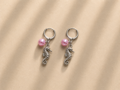 Rosewater seahorse earrings