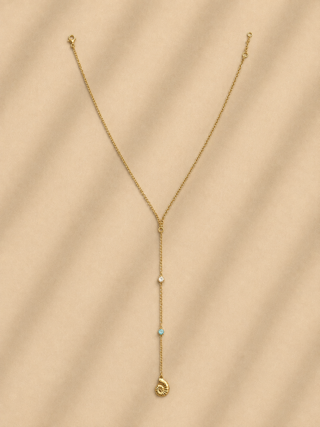 Shell charm drop lariat necklace
