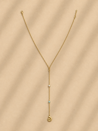 Shell charm drop lariat necklace