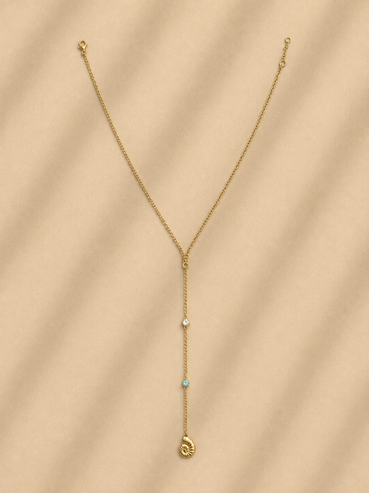Shell charm drop lariat necklace