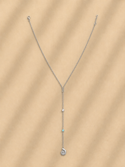 Shell charm drop lariat necklace